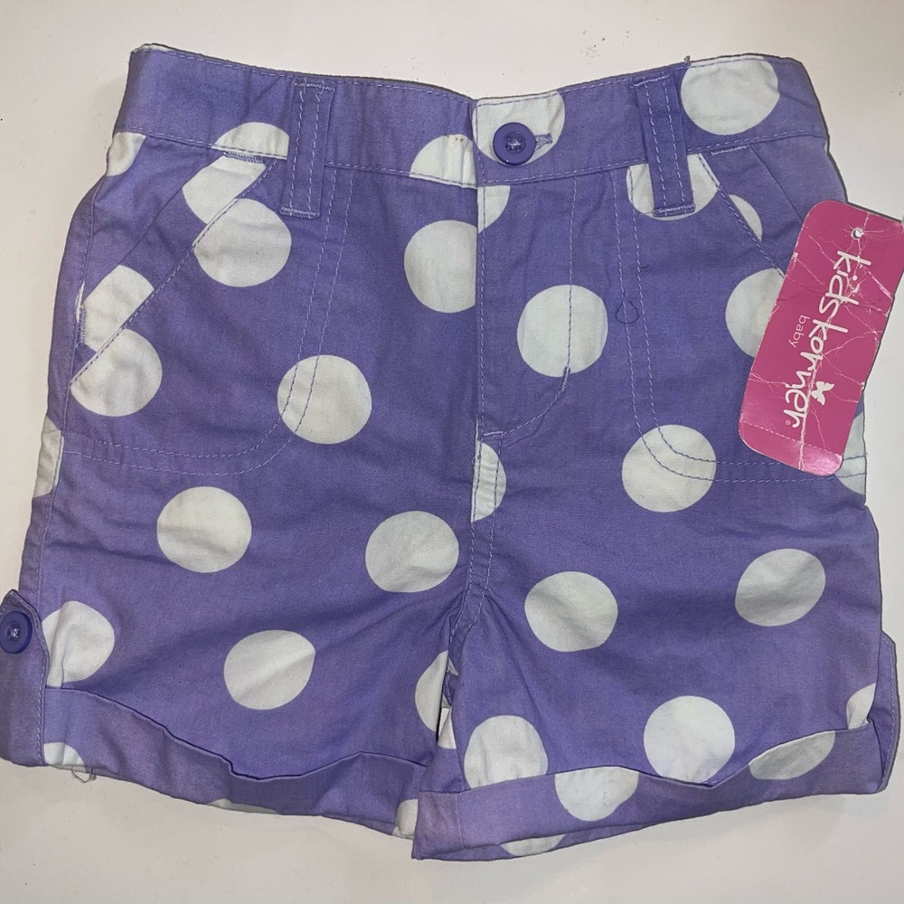 Kids Korner Baby Girls Lavender Polka Dot Shorts, Size 18 Months (NWT)